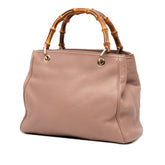 Small Calfskin Bamboo Shopper Satchel